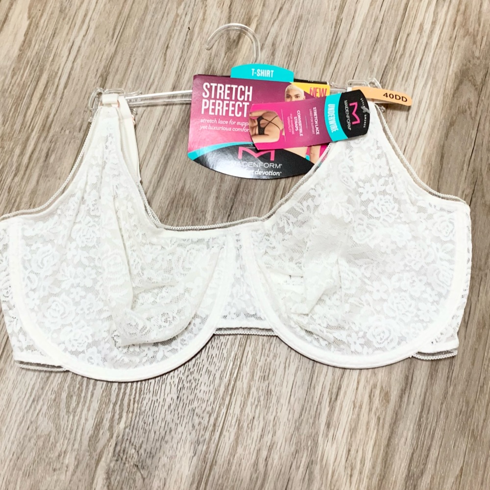 Maidenform NEW Perfect Stretch White Lace Underwire T-Shirt Bra 40DD